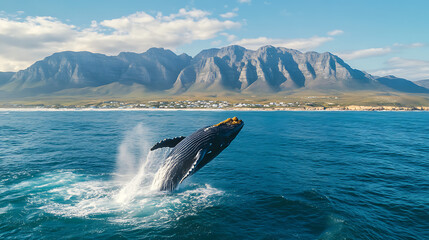 Fototapeta premium The Hermanus Whale Festival at peak season is a cinematic spectacle of nature and human celebration.