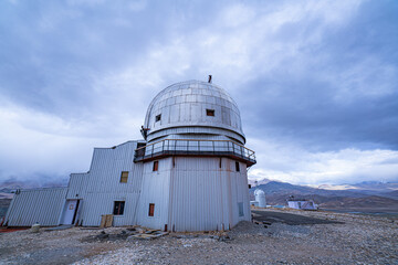 The Indian Astronomical Observatory in Hanle, Ladakh, sits under a vast blue sky, where white...