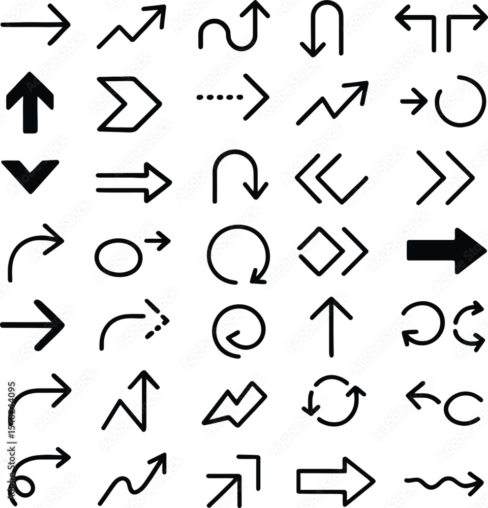 Aufkleber set of hand drawn arrow icons vector symbols for web design and navigation