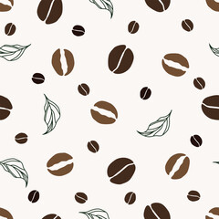 Obraz premium Seamless coffee bean pattern for coffee shop backgrounds, cafe decorations, dining venues and culinary events. for a coffee-themed greeting card. for coffee-themed fabric motifs