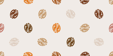 Coffee bean pattern with seamless grunge effect for coffee shop background, cafe decoration, dining venues and culinary events. for a coffee themed greeting card. for coffee-themed fabric motifs