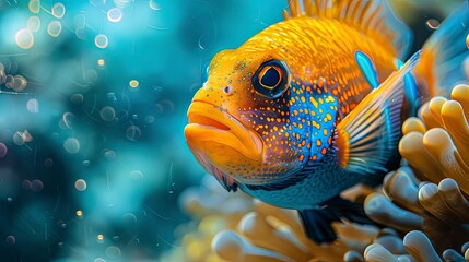 Obraz premium close up of a tropical colorful fish in the ocean, underwater life