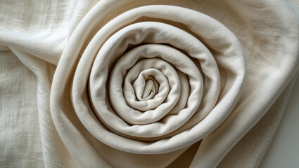 Natural Beige Linen Fabric with Elegant Spiral Folds