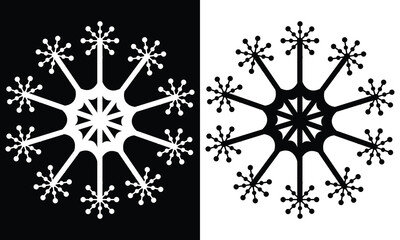 Fototapeta premium Set of snow lines icon. Christmas snowflake icons isolated. Snowflake simple black line icons. Vector snow black color. Set of snowflake silhouette. Editable vector isolated on a white background.