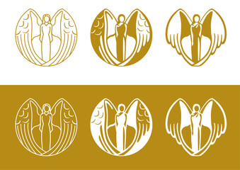 ángeles de grandes alas con cuerpo de mujer