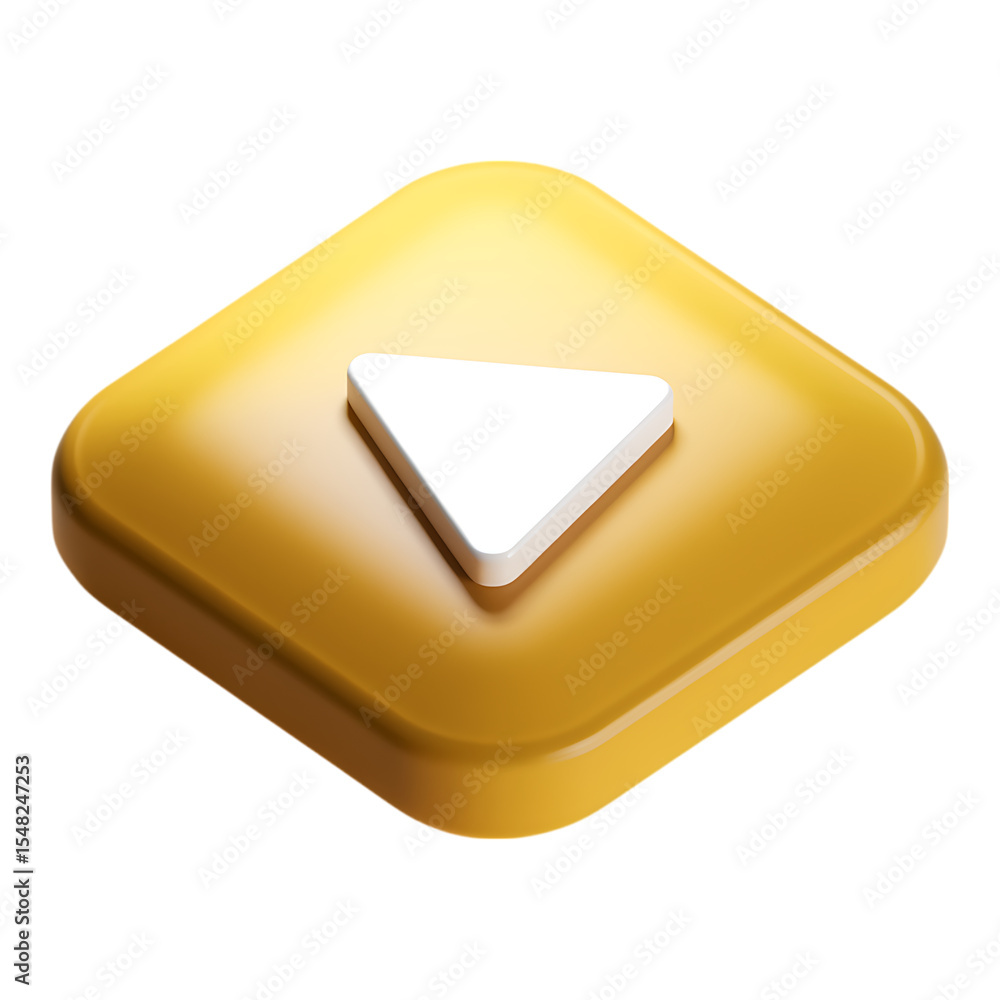 Poster a yellow rounded square with a white triangle pointing left in the center icon