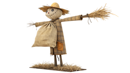 Stylized 3D Scarecrow on Transparent Background