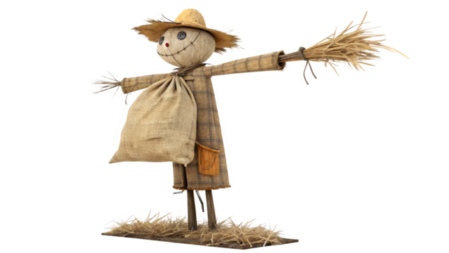 Stylized 3D Scarecrow on Transparent Background