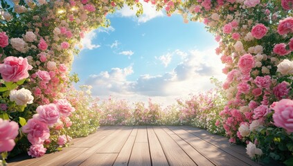 Fototapeta premium Rose archway, idyllic garden