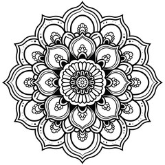 Mandala with lotus petal pattern isolated on transparent background