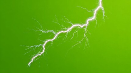 Bright electric lightning bolt on vivid green background
