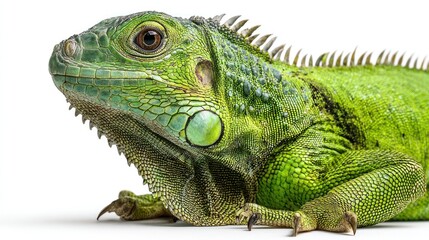 Obraz premium Close-up of a vibrant green iguana (1)