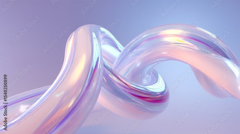 Aufkleber abstract metallic twisted shapes with soft glow on gradient background