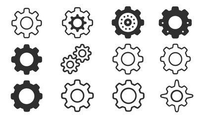 Gear setting icon with cog wheel isolated, vector illustration for web interface, app symbol, mechanical icon, cutout, technology icon, UI element, engine icon, gear PNG.