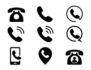 Contact us icon set, phone icon, call symbol, telephone sign, communication vector illustration, customer support icon, mobile interface, png, service icons, hotline design.