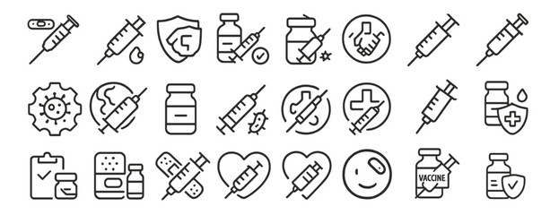 Vaccine icon set, vector illustration, vaccine icon in different style, syringe, immunization symbols, healthcare icon collection, vaccine flat icon, virus injection, png, medical icon set.