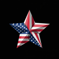 Hyper-Realistic 3D American Flag Star - Patriotic HD Render