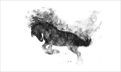 "Black and White Horse Graphic Drawing"