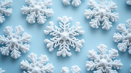 White snowflakes pattern on blue background