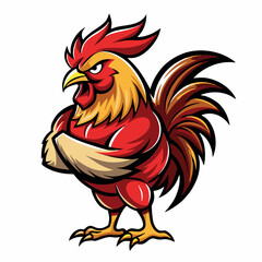 design logo icon illustration mascot rooster fighting