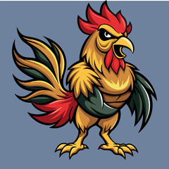 design logo icon illustration mascot rooster fighting