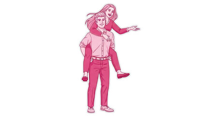 Isolated Couple Piggyback Ride