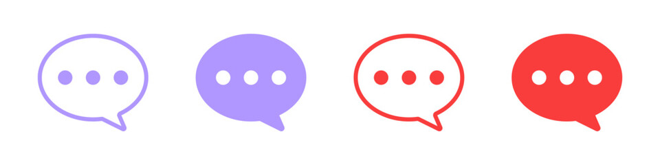 chat message speech bubble icons with typing dots, chat or messaging icons. for chatting, communication apps, social media, web app interfaces. Colorful set
