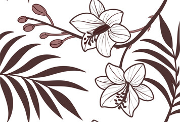 Seamless Floral Pattern with Vibrant Blossoms and Delicate Leaves for Elegant Textile and Wallpaper Designs
