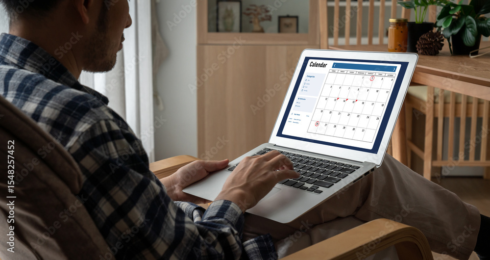 Poster calendar on computer software application for modish schedule planning for personal organizer and on