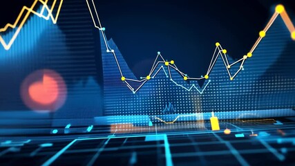 Dynamic Finance and Health Data Visualization with Abstract Charts and Graphs in 3D Design - Powered by Adobe