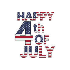 Happy 4th of July Digital Art: Red, White & Blue Patriotic Text