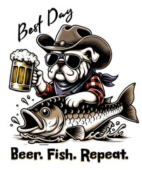  Happy bulldog with beer. For t-shirt design and other design.