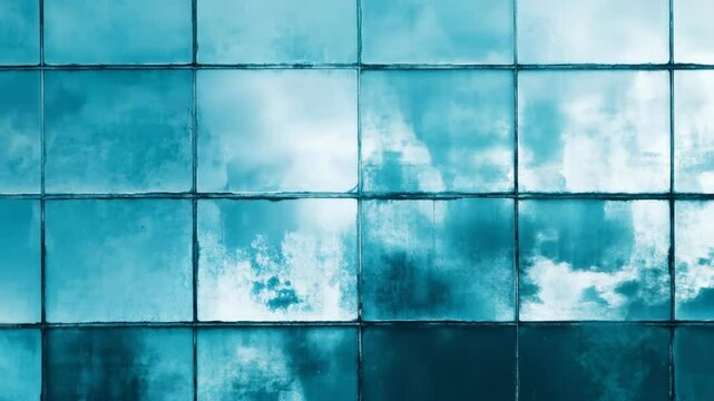 Abstract pattern of square glass panes in a textured window
