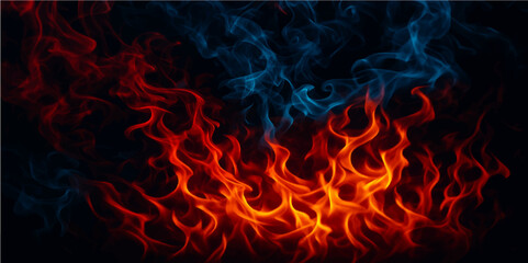 Abstract red light blue smoke and flame patterns create a dark, fiery background with a burning motion design (2)