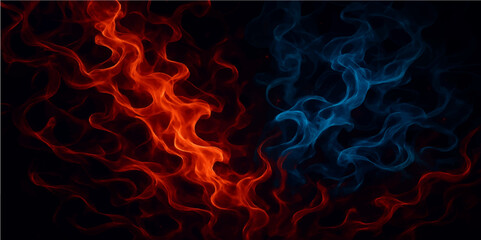 Abstract red light blue smoke and flame patterns create a dark, fiery background with a burning motion design (7)