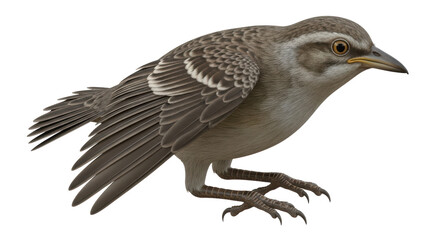 Isolated Gray Bird Profile Side View