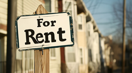 Residential property available for occupancy. Sign indicating houses or apartments for rent in neighborhood. Housing opportunity for new tenants.