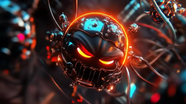 Evil Robot Sphere with Dark SciFi.