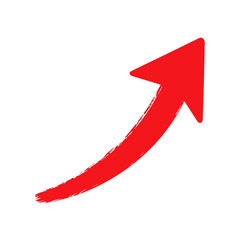 Upward Right Arrow – Hand Drawn with Smooth Brush Stroke, Vector Illustration