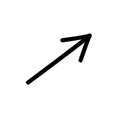 Upward Right Arrow – Hand Drawn with Smooth Brush Stroke, Vector Illustration