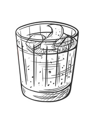 Negroni cocktail hand drawn