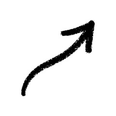 Upward Right Arrow – Hand Drawn with Smooth Brush Stroke, Vector Illustration