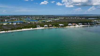 Aerial view of mansions and golf course development on sanibel Island Florida 
