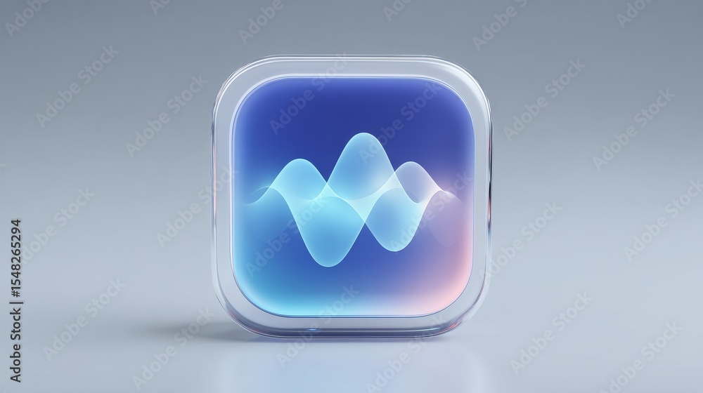Aufkleber futuristic digital icon featuring dynamic wave patterns in soft blue and pink gradient
