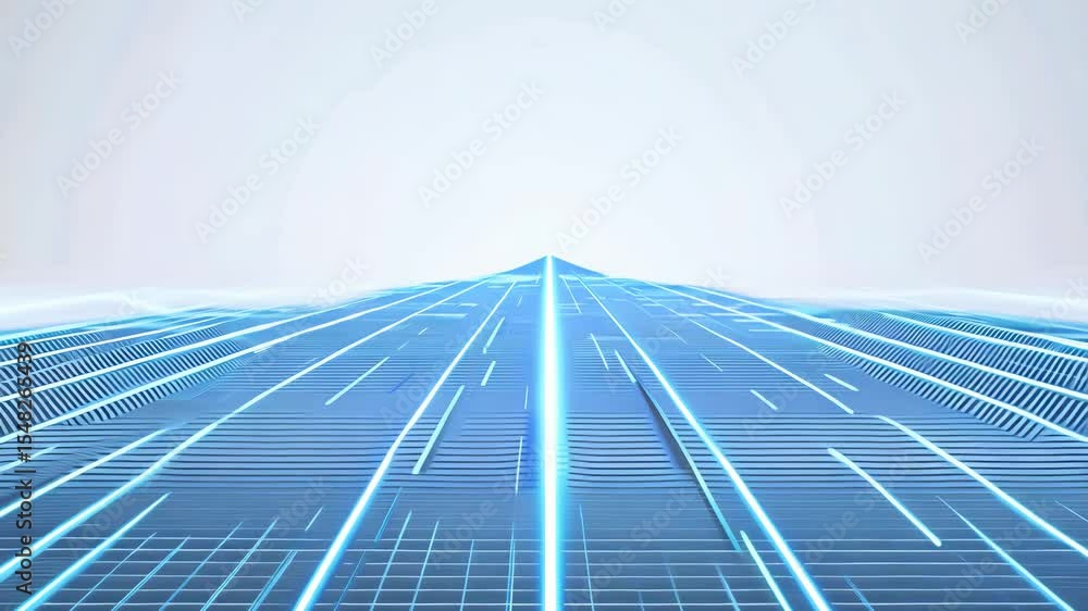 Poster blue digital data grid with glowing lines representing information transmission in futuristic networ