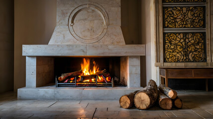 living room with fireplace