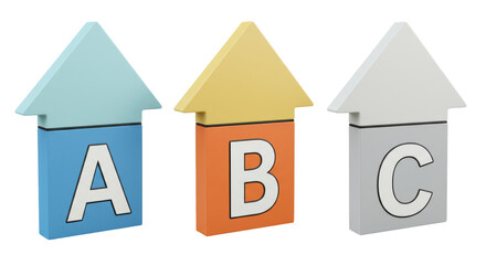 Isolated ABC Arrow Signs