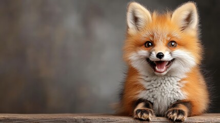 Obraz premium This charming fox showcases a vibrant orange coat and a cheerful expression, captivating viewers with its playful demeanor and engaging smile in a picturesque setting.