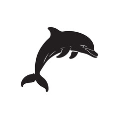 Fototapeta premium Dolphin flat vector art illustration silhouette. 