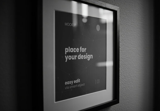 Elegant Square Photo Picture Frame Mockup on the Wall